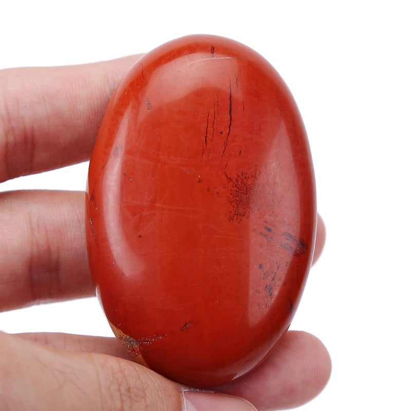 Loveliome Natural Red Jasper Oval Polished Worry Stones Healing Crystal Indoor Fountain Stones Massage Energy Anxiety Relief Items